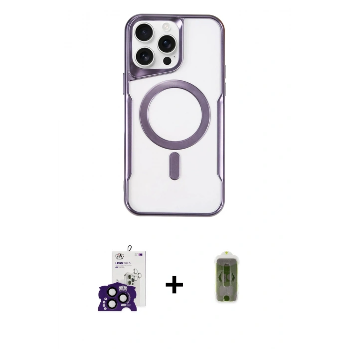 MARSİLYAN™- iPhone 16 Pro Max Kılıf Yadigar Klasik Özel Seri - Siyah Joko Magic 5D Hayalet Cam + Bilvis Titan Kamera Lens - SH