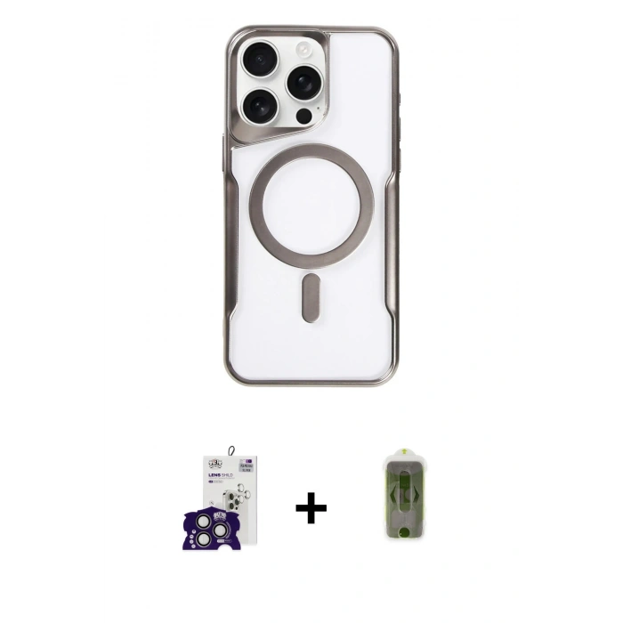 MARSİLYAN™- iPhone 16 Pro Max Kılıf Yadigar Klasik Özel Seri - Siyah Joko Magic 5D Hayalet Cam + Bilvis Titan Kamera Lens - TMGI