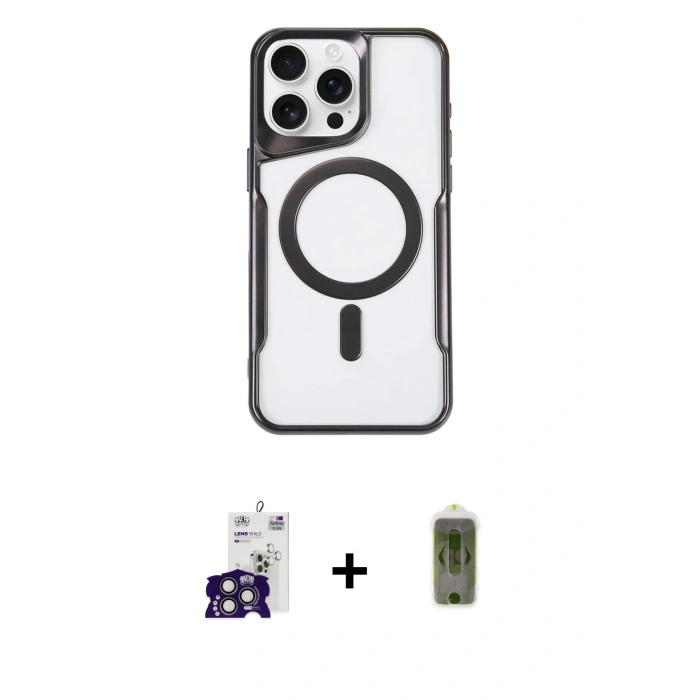 MARSİLYAN™- iPhone 16 Pro Max Kılıf Yadigar Klasik Özel Seri - Siyah Joko Magic 5D Hayalet Cam + Bilvis Titan Kamera Lens - TMGI