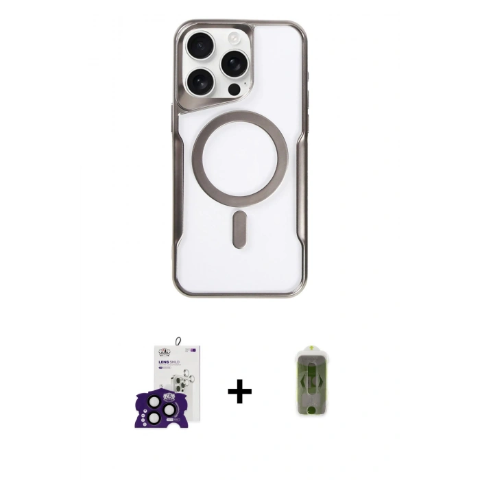 MARSİLYAN™- iPhone 16 Pro Max Kılıf Yadigar Klasik Özel Seri - Siyah Joko Magic 5D Hayalet Cam + Bilvis Titan Kamera Lens - SH