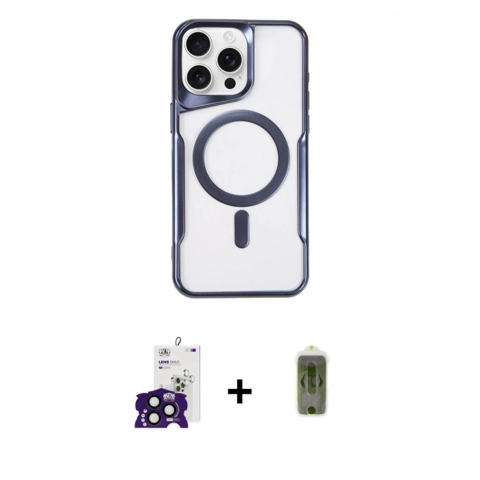 MARSİLYAN™- iPhone 16 Pro Max Kılıf Yadigar Klasik Özel Seri - Siyah Joko Magic 5D Hayalet Cam + Bilvis Titan Kamera Lens - SH