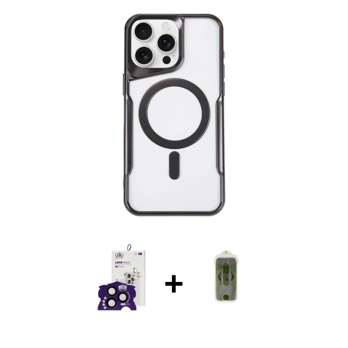 MARSİLYAN™- iPhone 16 Pro Max Kılıf Yadigar Klasik Özel Seri - Siyah Joko Magic 5D Hayalet Cam + Bilvis Titan Kamera Lens - SH