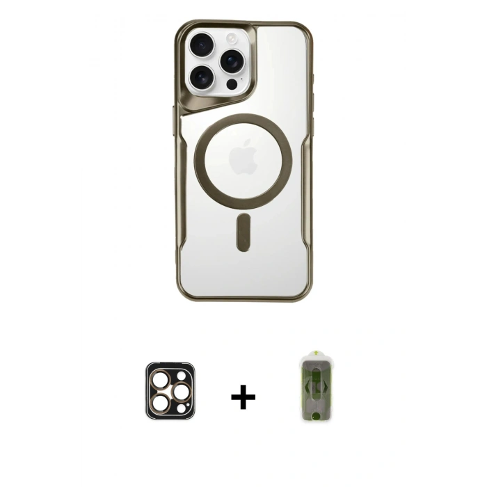 MARSİLYAN™- iPhone 16 Pro Max Kılıf Yadigar Klasik Özel Seri - Siyah Joko Magic 5D Hayalet Cam + PVD Metal Kamera Lens - GD