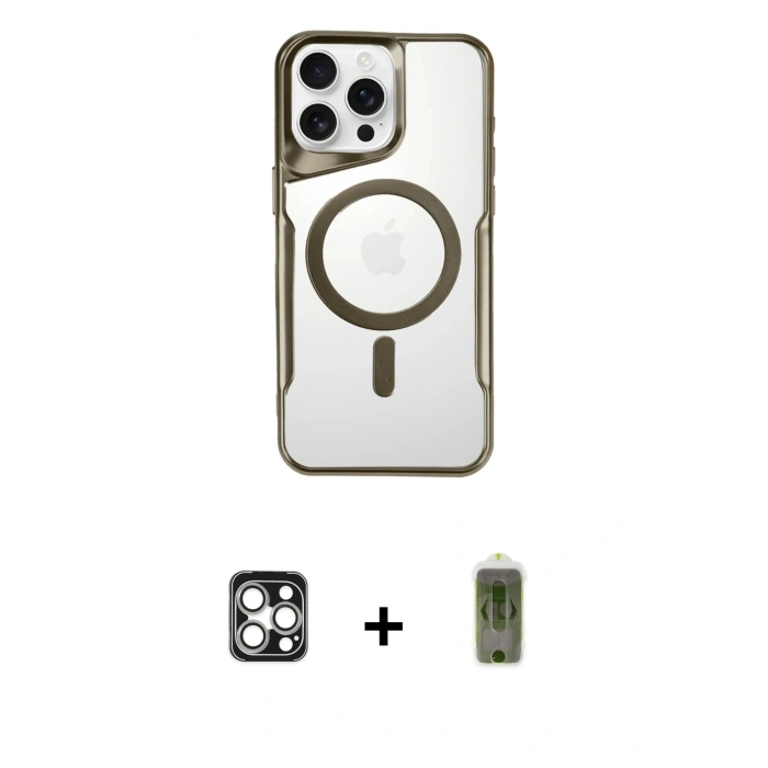 MARSİLYAN™- iPhone 16 Pro Max Kılıf Yadigar Klasik Özel Seri - Siyah Joko Magic 5D Hayalet Cam + PVD Metal Kamera Lens - GS