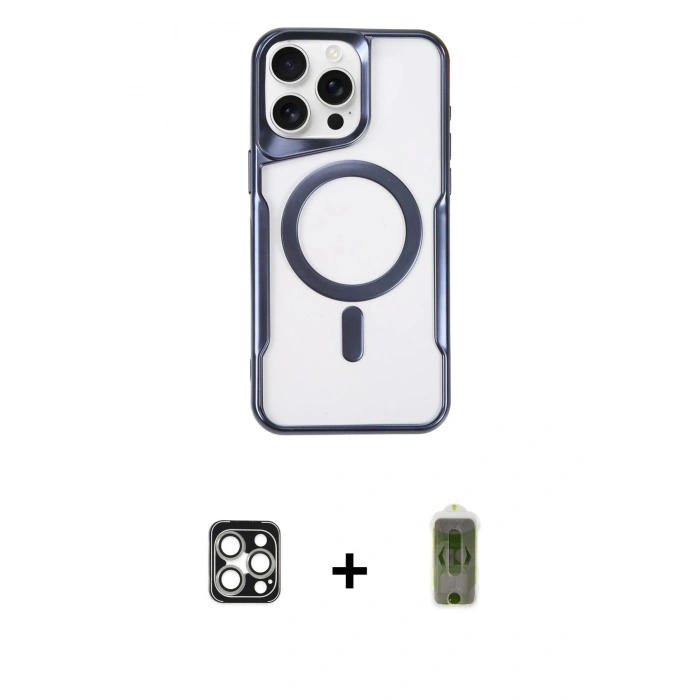 MARSİLYAN™- iPhone 16 Pro Max Kılıf Yadigar Klasik Özel Seri - Siyah Joko Magic 5D Hayalet Cam + PVD Metal Kamera Lens - GS