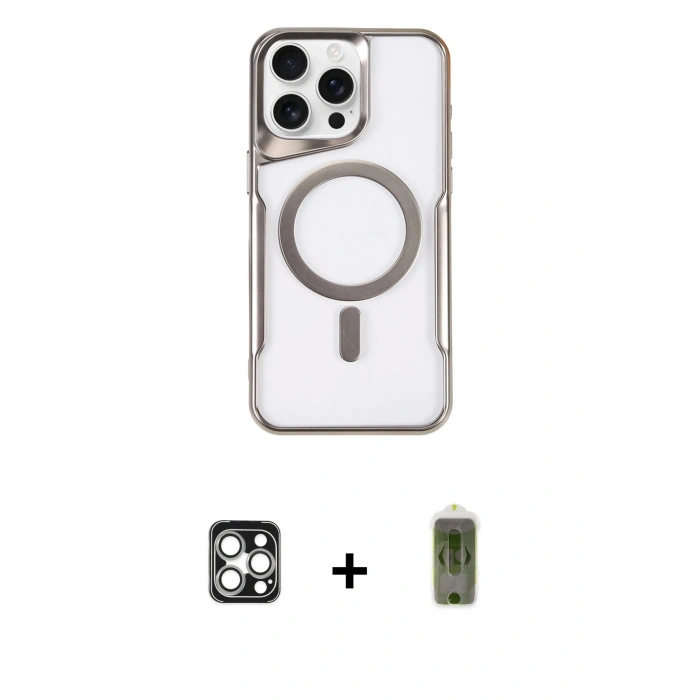 MARSİLYAN™- iPhone 16 Pro Max Kılıf Yadigar Klasik Özel Seri - Siyah Joko Magic 5D Hayalet Cam + PVD Metal Kamera Lens - GS