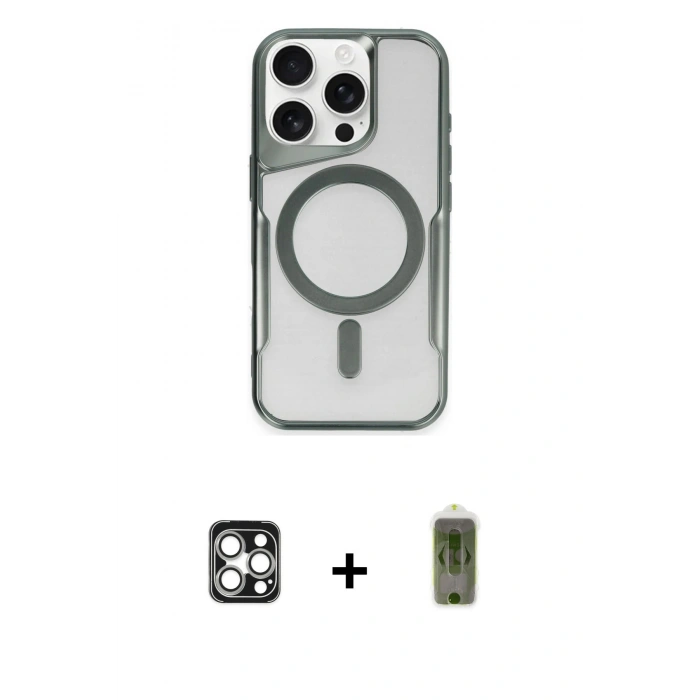 MARSİLYAN™- iPhone 16 Pro Max Kılıf Yadigar Klasik Özel Seri - Siyah Joko Magic 5D Hayalet Cam + PVD Metal Kamera Lens - GS