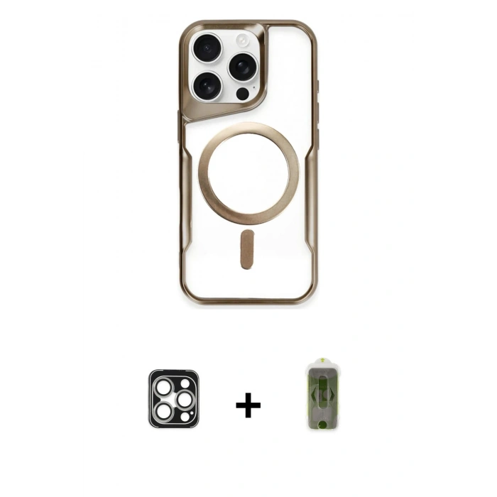 MARSİLYAN™- iPhone 16 Pro Max Kılıf Yadigar Klasik Özel Seri - Siyah Joko Magic 5D Hayalet Cam + PVD Metal Kamera Lens - GS