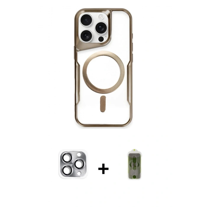 MARSİLYAN™- iPhone 16 Pro Max Kılıf Yadigar Klasik Özel Seri - Siyah Joko Magic 5D Hayalet Cam + Pers Alüminyum Kamera Lens - GI