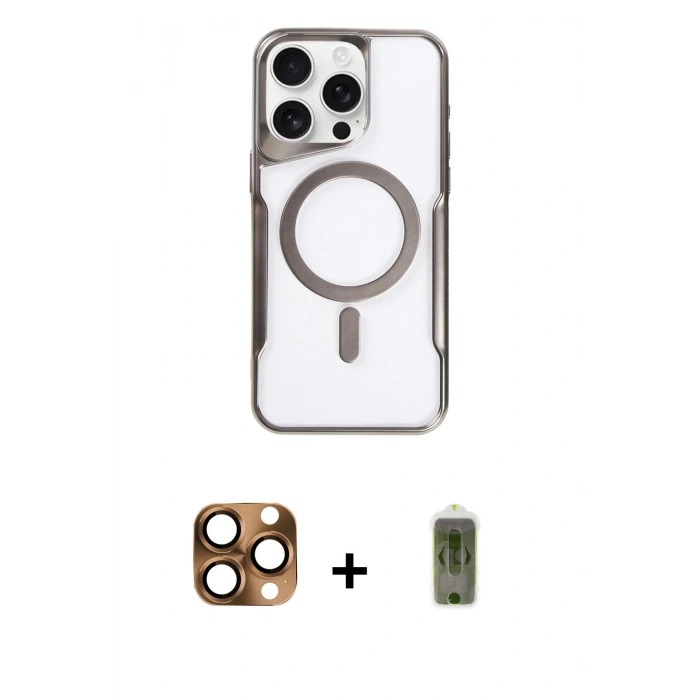MARSİLYAN™- iPhone 16 Pro Max Kılıf Yadigar Klasik Özel Seri - Siyah Joko Magic 5D Hayalet Cam + Pers Alüminyum Kamera Lens - CLTM