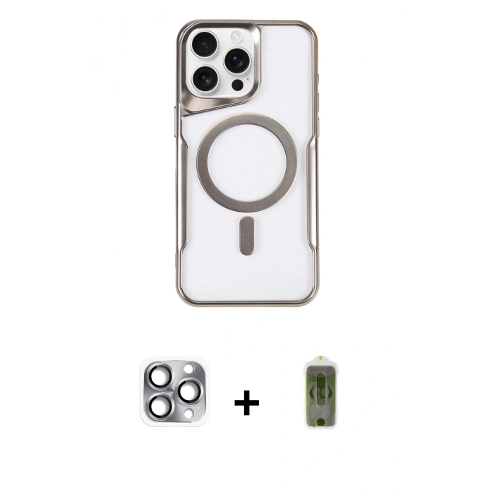 MARSİLYAN™- iPhone 16 Pro Max Kılıf Yadigar Klasik Özel Seri - Siyah Joko Magic 5D Hayalet Cam + Pers Alüminyum Kamera Lens - GI