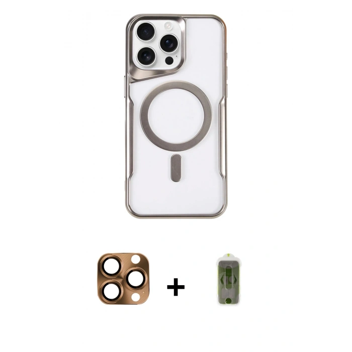 MARSİLYAN™- iPhone 16 Pro Max Kılıf Yadigar Klasik Özel Seri - Siyah Joko Magic 5D Hayalet Cam + Pers Alüminyum Kamera Lens - CLTM
