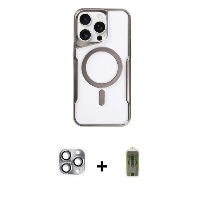 MARSİLYAN™- iPhone 16 Pro Max Kılıf Yadigar Klasik Özel Seri - Siyah Joko Magic 5D Hayalet Cam + Pers Alüminyum Kamera Lens - GI