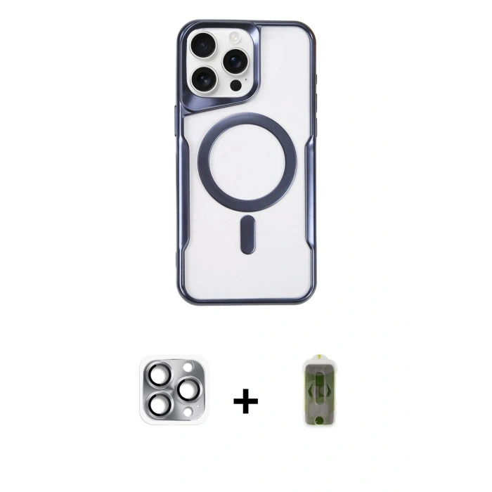 MARSİLYAN™- iPhone 16 Pro Max Kılıf Yadigar Klasik Özel Seri - Siyah Joko Magic 5D Hayalet Cam + Pers Alüminyum Kamera Lens - GI