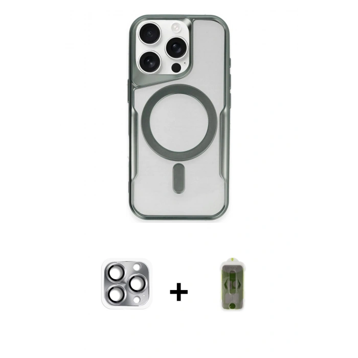 MARSİLYAN™- iPhone 16 Pro Max Kılıf Yadigar Klasik Özel Seri - Siyah Joko Magic 5D Hayalet Cam + Pers Alüminyum Kamera Lens - GI