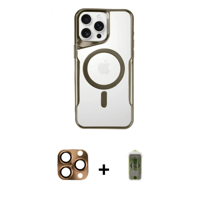 MARSİLYAN™- iPhone 16 Pro Max Kılıf Yadigar Klasik Özel Seri - Siyah Joko Magic 5D Hayalet Cam + Pers Alüminyum Kamera Lens - CLTM
