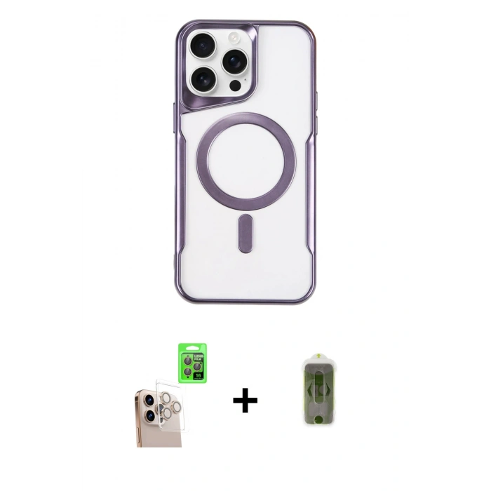 MARSİLYAN™- iPhone 16 Pro Max Kılıf Yadigar Klasik Özel Seri - Siyah Joko Magic 5D Hayalet Cam + Raze Metal Kamera Lens - NLGY