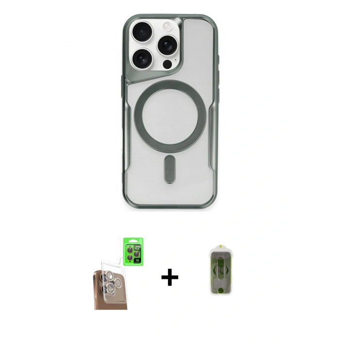 MARSİLYAN™- iPhone 16 Pro Max Kılıf Yadigar Klasik Özel Seri - Siyah Joko Magic 5D Hayalet Cam + Raze Metal Kamera Lens - CLTM