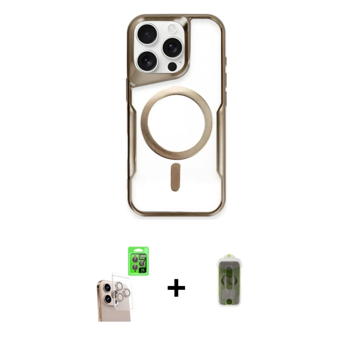 MARSİLYAN™- iPhone 16 Pro Max Kılıf Yadigar Klasik Özel Seri - Siyah Joko Magic 5D Hayalet Cam + Raze Metal Kamera Lens - NLGY