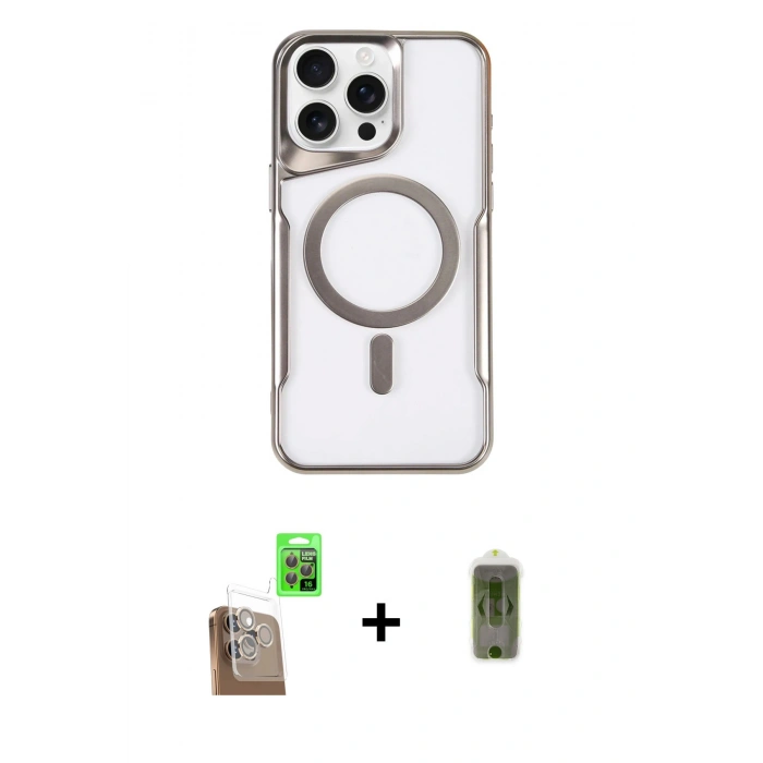 MARSİLYAN™- iPhone 16 Pro Max Kılıf Yadigar Klasik Özel Seri - Siyah Joko Magic 5D Hayalet Cam + Raze Metal Kamera Lens - CLTM