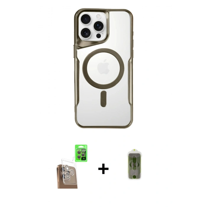 MARSİLYAN™- iPhone 16 Pro Max Kılıf Yadigar Klasik Özel Seri - Siyah Joko Magic 5D Hayalet Cam + Raze Metal Kamera Lens - CLTM