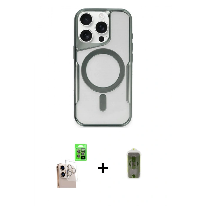 MARSİLYAN™- iPhone 16 Pro Max Kılıf Yadigar Klasik Özel Seri - Siyah Joko Magic 5D Hayalet Cam + Raze Metal Kamera Lens - NLGY