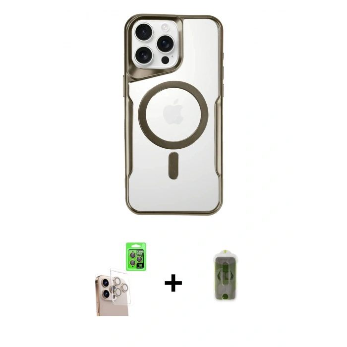 MARSİLYAN™- iPhone 16 Pro Max Kılıf Yadigar Klasik Özel Seri - Siyah Joko Magic 5D Hayalet Cam + Raze Metal Kamera Lens - NLGY