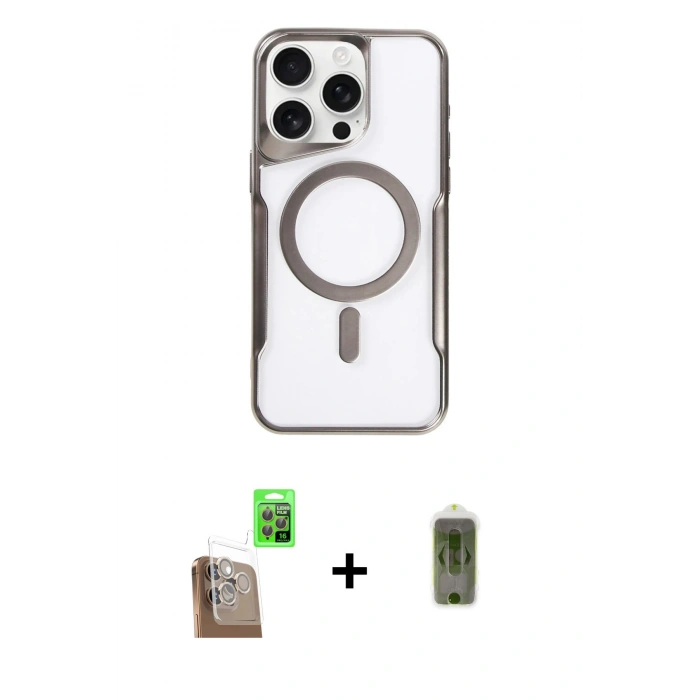 MARSİLYAN™- iPhone 16 Pro Max Kılıf Yadigar Klasik Özel Seri - Siyah Joko Magic 5D Hayalet Cam + Raze Metal Kamera Lens - CLTM