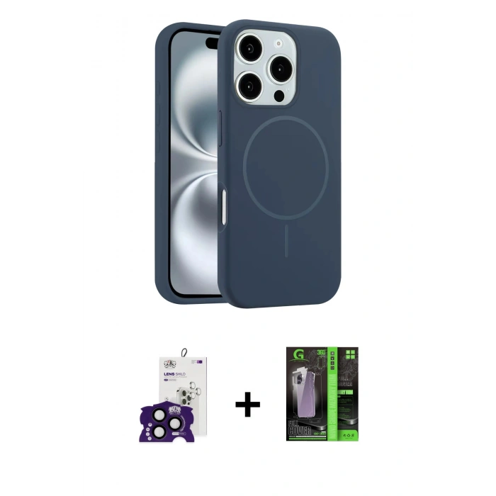 MARSİLYAN™- iPhone 16 Pro Max Kılıf Yankı Form Serisi - Şeffaf 360 Full Body Arka Koruyucu + Bilvis Titan Kamera Lens - SH