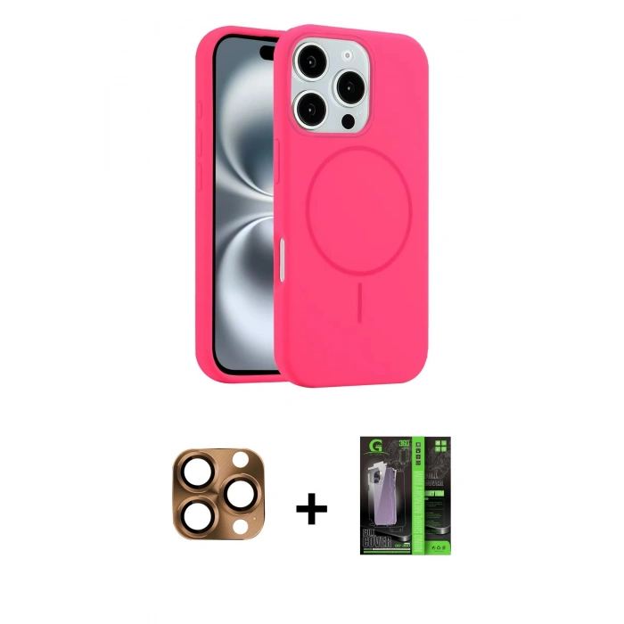 MARSİLYAN™- iPhone 16 Pro Max Kılıf Yankı Form Serisi - Şeffaf 360 Full Body Arka Koruyucu + Pers Alüminyum Kamera Lens - CLTM