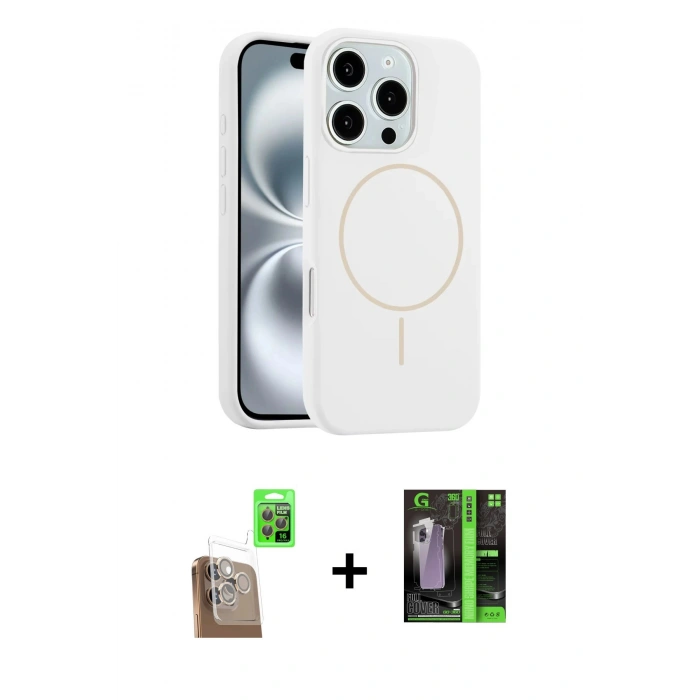 MARSİLYAN™- iPhone 16 Pro Max Kılıf Yankı Form Serisi - Şeffaf 360 Full Body Arka Koruyucu + Raze Metal Kamera Lens - CLTM