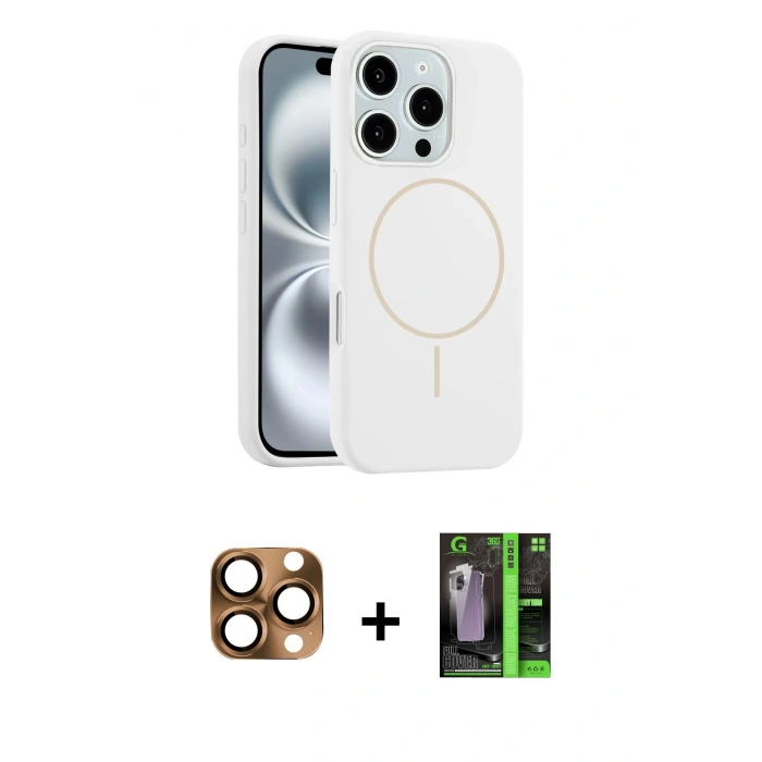 MARSİLYAN™- iPhone 16 Pro Max Kılıf Yankı Form Serisi - Şeffaf 360 Full Body Arka Koruyucu + Pers Alüminyum Kamera Lens - CLTM
