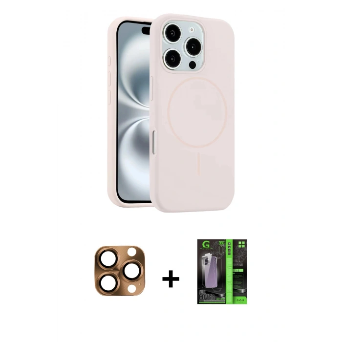 MARSİLYAN™- iPhone 16 Pro Max Kılıf Yankı Form Serisi - Şeffaf 360 Full Body Arka Koruyucu + Pers Alüminyum Kamera Lens - CLTM