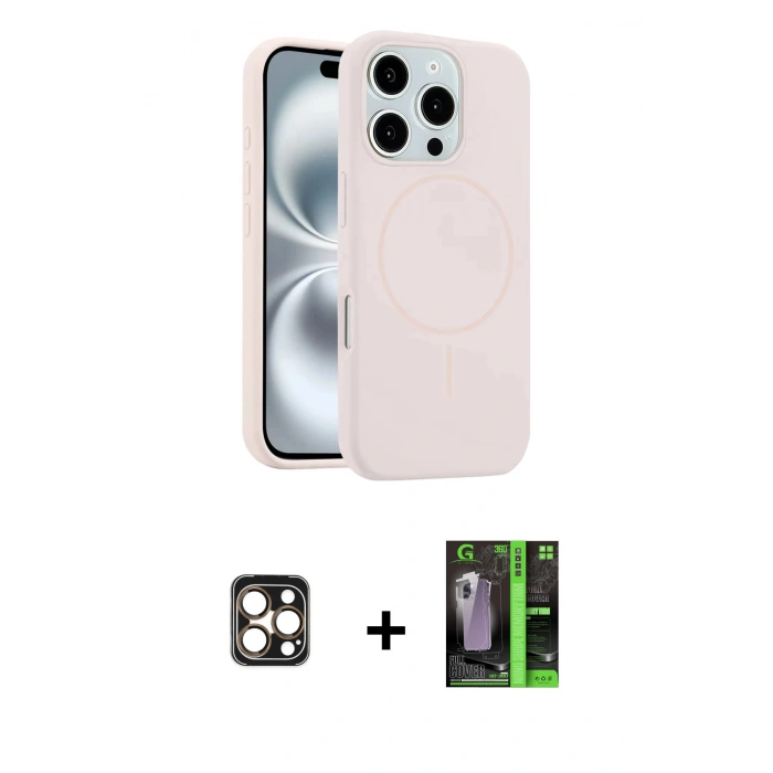 MARSİLYAN™- iPhone 16 Pro Max Kılıf Yankı Form Serisi - Şeffaf 360 Full Body Arka Koruyucu + Gold PVD Metal Kamera Lens