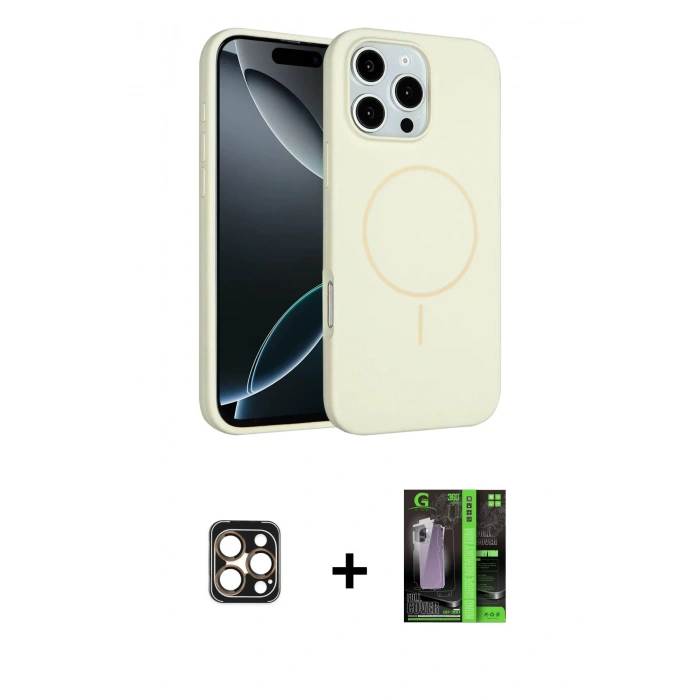 MARSİLYAN™- iPhone 16 Pro Max Kılıf Yankı Form Serisi - Şeffaf 360 Full Body Arka Koruyucu + Gold PVD Metal Kamera Lens