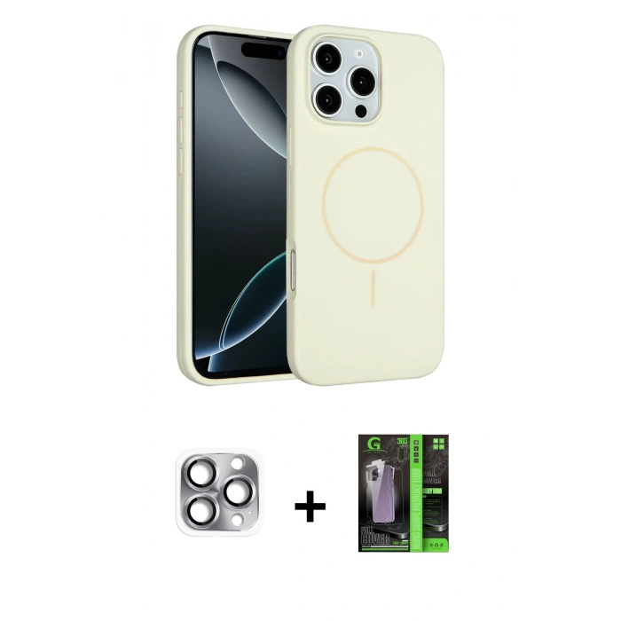 MARSİLYAN™- iPhone 16 Pro Max Kılıf Yankı Form Serisi - Şeffaf 360 Full Body Arka Koruyucu + Gri Pers Alüminyum Kamera Lens