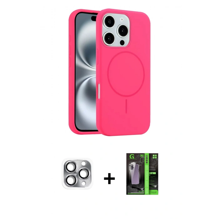 MARSİLYAN™- iPhone 16 Pro Max Kılıf Yankı Form Serisi - Şeffaf 360 Full Body Arka Koruyucu + Gri Pers Alüminyum Kamera Lens