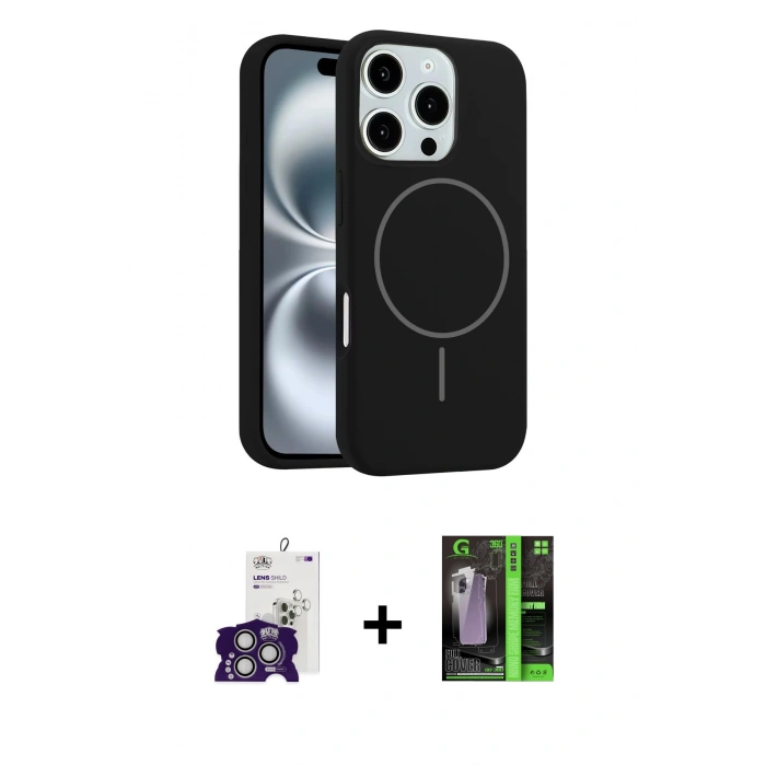 MARSİLYAN™- iPhone 16 Pro Max Kılıf Yankı Form Serisi - Şeffaf 360 Full Body Arka Koruyucu + Gümüş Bilvis Titan Kamera Lens