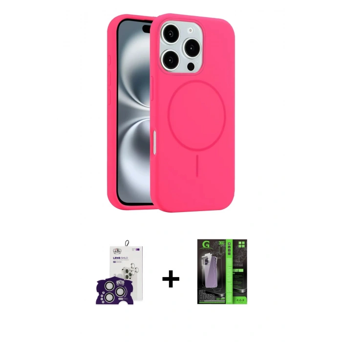 MARSİLYAN™- iPhone 16 Pro Max Kılıf Yankı Form Serisi - Şeffaf 360 Full Body Arka Koruyucu + Gümüş Bilvis Titan Kamera Lens