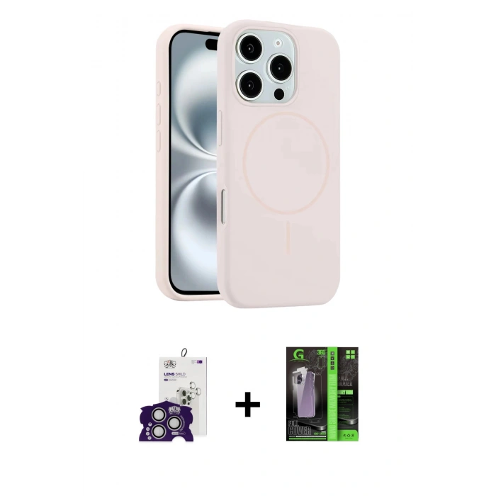 MARSİLYAN™- iPhone 16 Pro Max Kılıf Yankı Form Serisi - Şeffaf 360 Full Body Arka Koruyucu + Gümüş Bilvis Titan Kamera Lens