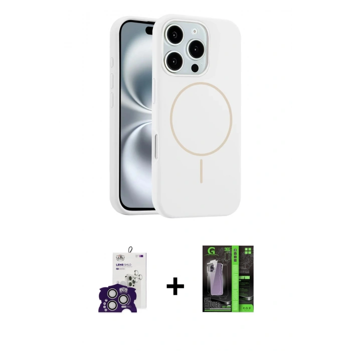 MARSİLYAN™- iPhone 16 Pro Max Kılıf Yankı Form Serisi - Şeffaf 360 Full Body Arka Koruyucu + Gümüş Bilvis Titan Kamera Lens