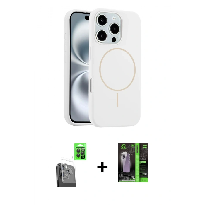 MARSİLYAN™- iPhone 16 Pro Max Kılıf Yankı Form Serisi - Şeffaf 360 Full Body Arka Koruyucu + Raze Metal Kamera Lens - SH