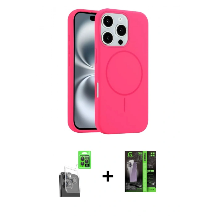 MARSİLYAN™- iPhone 16 Pro Max Kılıf Yankı Form Serisi - Şeffaf 360 Full Body Arka Koruyucu + Raze Metal Kamera Lens - SH