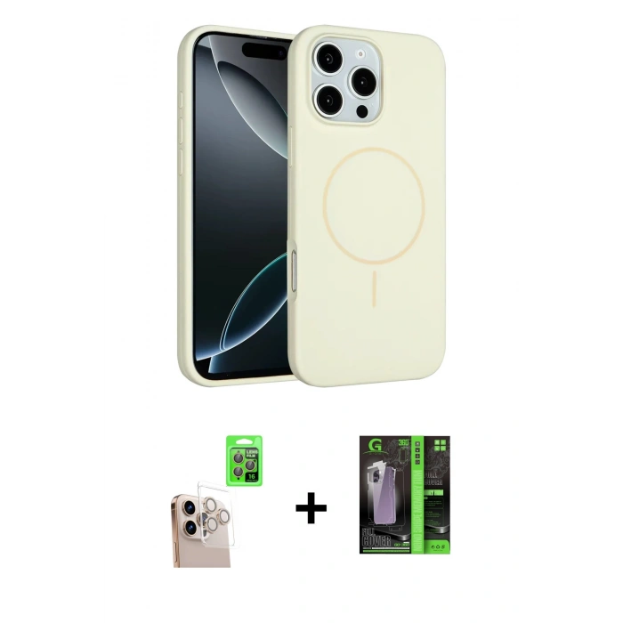 MARSİLYAN™- iPhone 16 Pro Max Kılıf Yankı Form Serisi - Şeffaf 360 Full Body Arka Koruyucu + Raze Metal Kamera Lens - NLGY