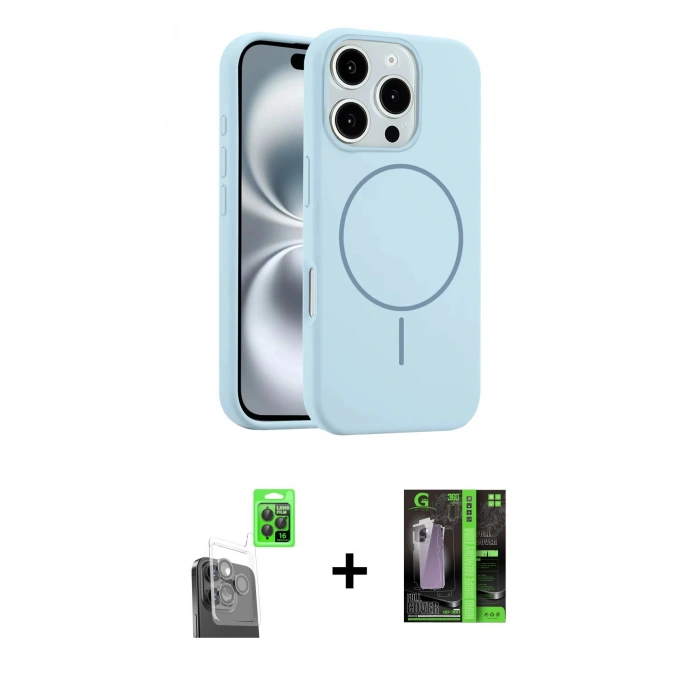 MARSİLYAN™- iPhone 16 Pro Max Kılıf Yankı Form Serisi - Şeffaf 360 Full Body Arka Koruyucu + Raze Metal Kamera Lens - SH