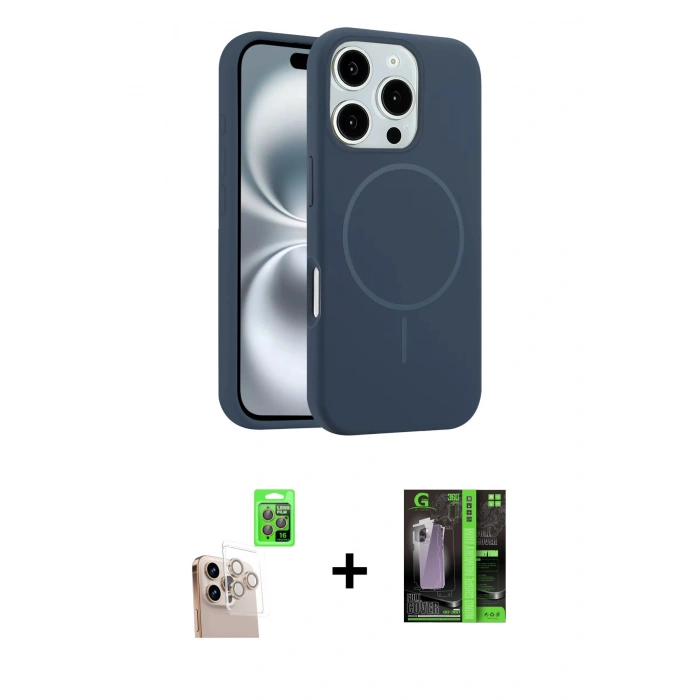 MARSİLYAN™- iPhone 16 Pro Max Kılıf Yankı Form Serisi - Şeffaf 360 Full Body Arka Koruyucu + Raze Metal Kamera Lens - NLGY