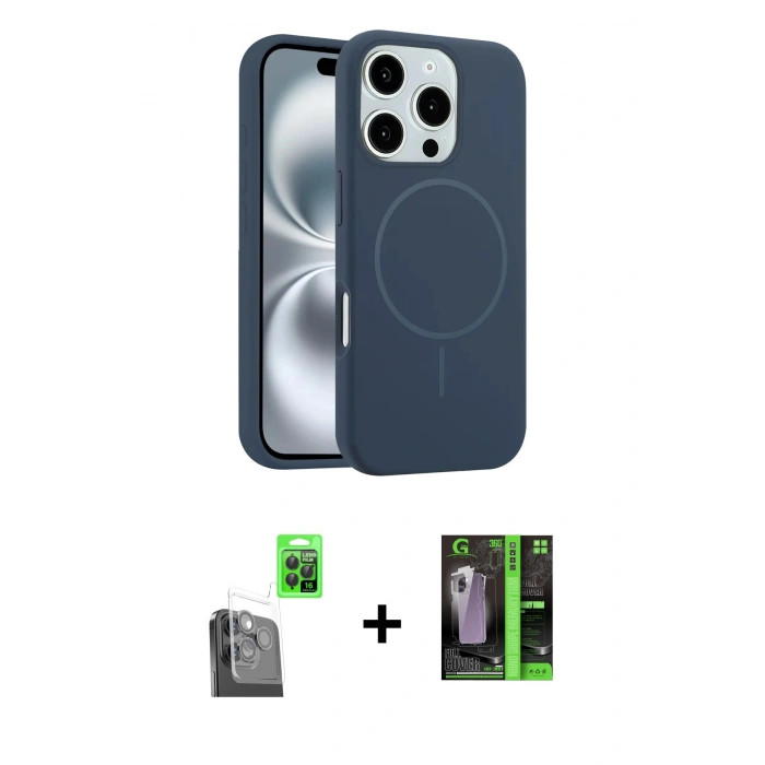 MARSİLYAN™- iPhone 16 Pro Max Kılıf Yankı Form Serisi - Şeffaf 360 Full Body Arka Koruyucu + Raze Metal Kamera Lens - SH