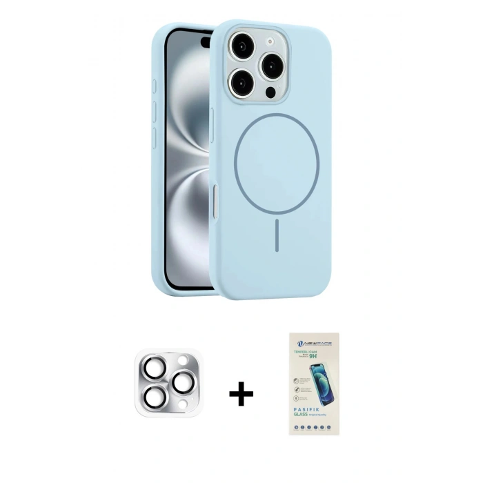 MARSİLYAN™- iPhone 16 Pro Max Kılıf Yankı Form Serisi - Şeffaf Pasifik Cam Ekran Koruyucu + Pers Alüminyum Kamera Lens - GS