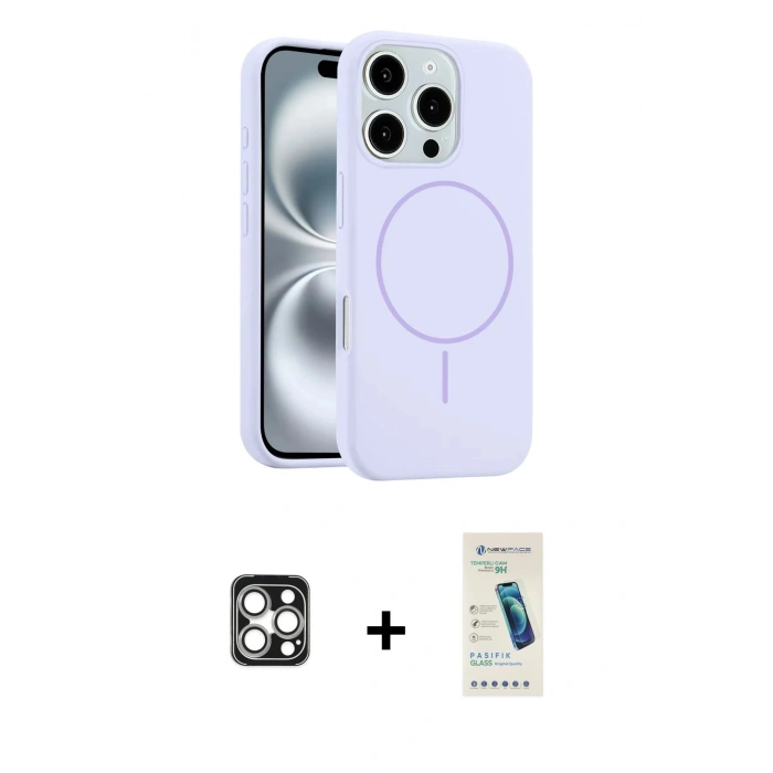MARSİLYAN™- iPhone 16 Pro Max Kılıf Yankı Form Serisi - Şeffaf Pasifik Cam Ekran Koruyucu + PVD Metal Kamera Lens - GS