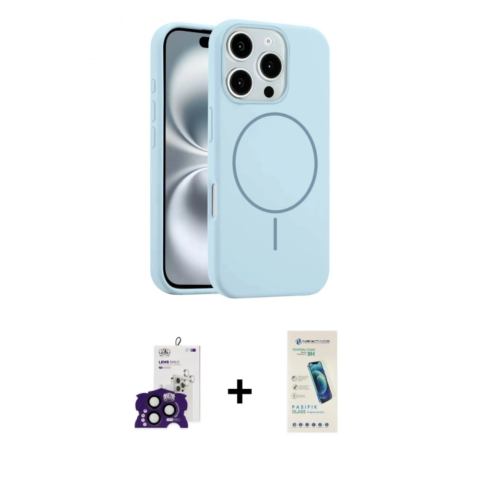 MARSİLYAN™- iPhone 16 Pro Max Kılıf Yankı Form Serisi - Şeffaf Pasifik Cam Ekran Koruyucu + Bilvis Titan Kamera Lens - SH